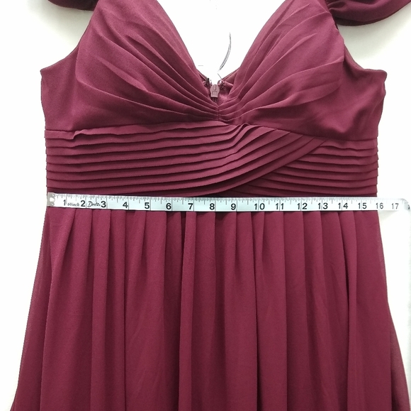 Lulus Chiffon Empire Waist Maxi Formal Dress Sz XL Make Me Move Burgundy Gown - Picture 6 of 11